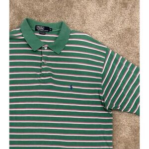 Polo Ralph Lauren Polo Shirt Mens XL Green Pink Striped Classic Fit Y2K